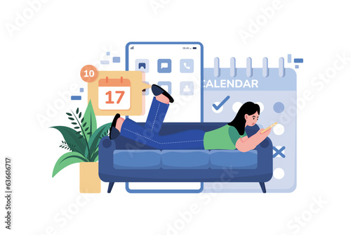 Girl checking her meeting schedule on a mobile app