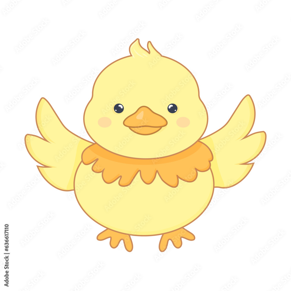 cute kawaii chicken duck on white isolated cute kawaii chicken duck on white isolated