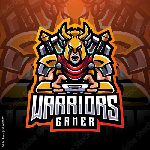 warrior knight with horse mascot esport for gaming and sport logo design