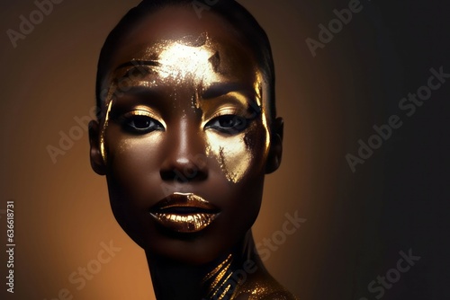 Dark skinned girl gold. Generate Ai