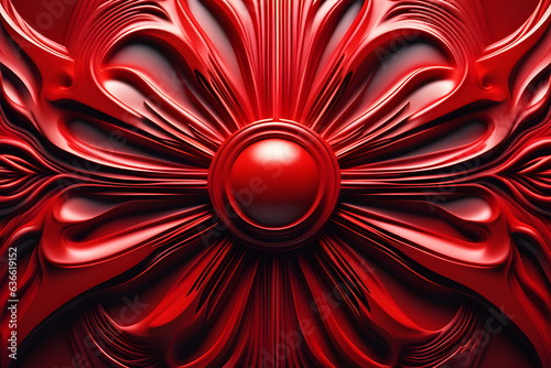 red luxury abstract background centered symmetry painted intricate volumetric light.
