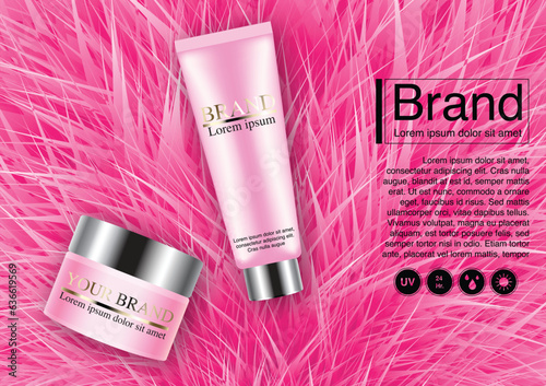 Pink cosmetic ad concept.