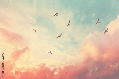 Peaceful Summer Sky with Birds