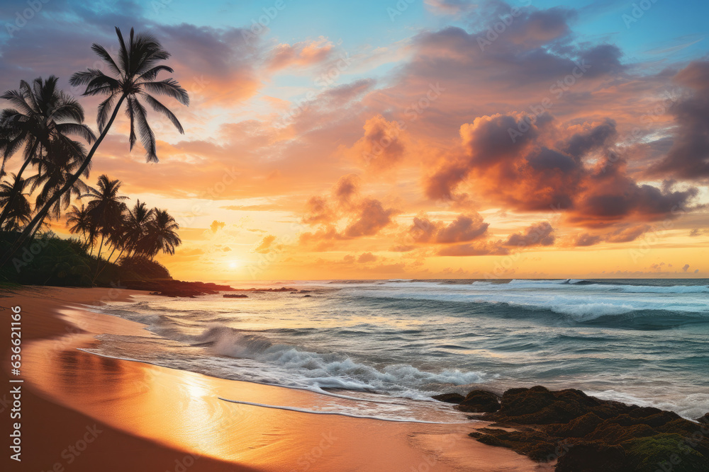 Sunrise Over Tropical Beach Banner