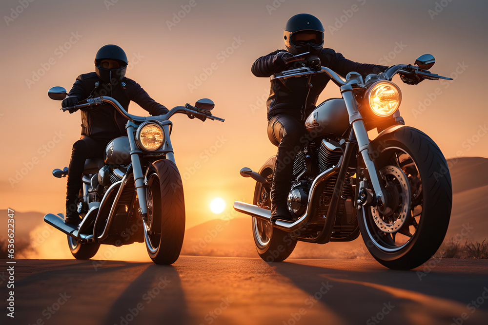 motorcycle on the road, group of motorcycle riders riding together with sunset background motorcycle on the road, group of motorcycle riders riding together with sunset background