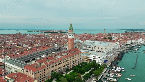 Aerial view of Piazza San Marco and basilica in Venice, Italy (ID: 636623166)