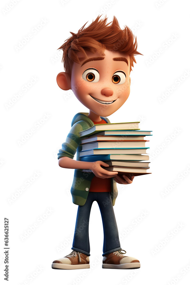 Boy Holding a Stack of Books in His Hands Boy Holding a Stack of Books in His Hands