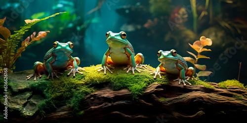 beautiful frogs that live in the Amazon rainforest. Generative AI © Лилия Захарчук