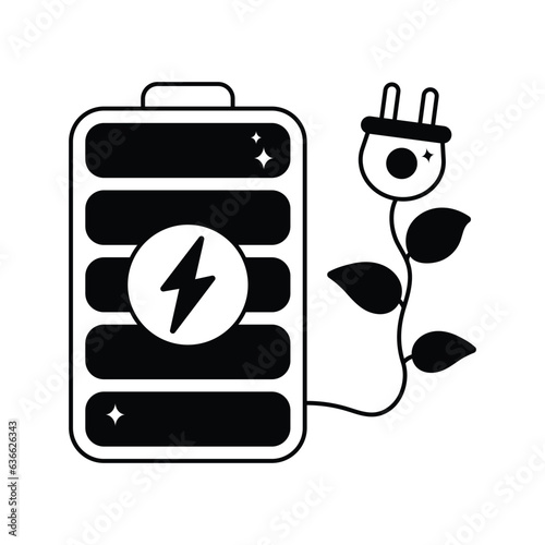 Eco battery doodle vector outline Sticker. EPS 10 file