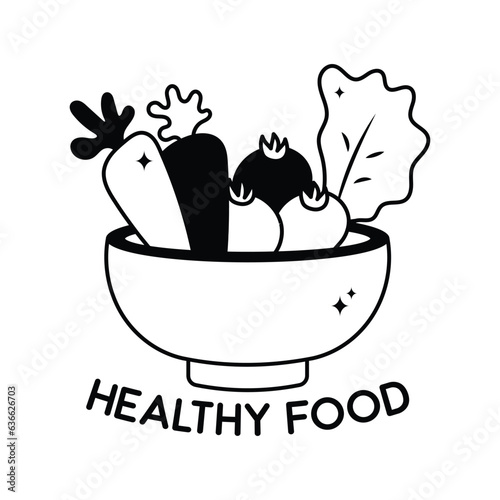 Healthy food doodle vector outline Sticker. EPS 10 file