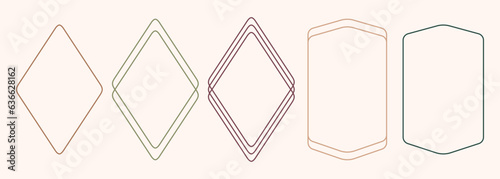 Modern minimalist aesthetic line arch frames in trendy boho style. Modern Y2K vector design outline elements - geometric form for banner, social media, poster. Shape Islamic door and window silhouette