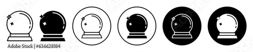 future prediction crystal ball line icon set. magic ball vector symbol in black filled and outlined style.