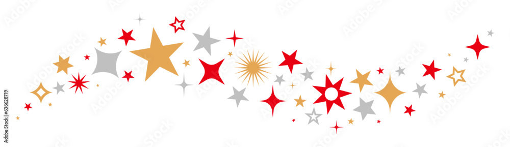 Stars border, gold, silver and red stars and sparkles Stars border, gold, silver and red stars and sparkles