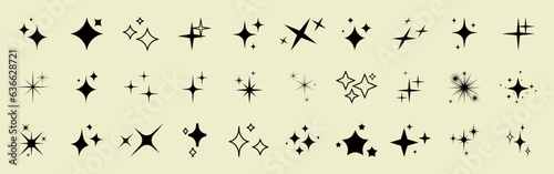Sparkle icons set. Shine star signs collection. Twinkle and flash vector symbols. 
