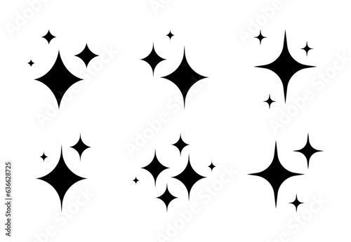 Sparkle set, star vector icons collection, shine star symbol