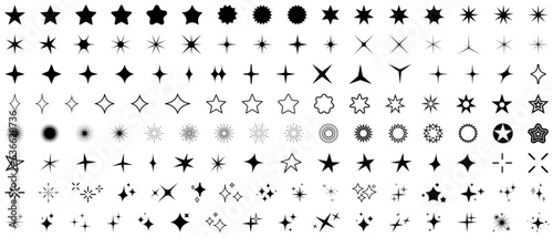 Star set, star icons collection, sparkles vector symbols
