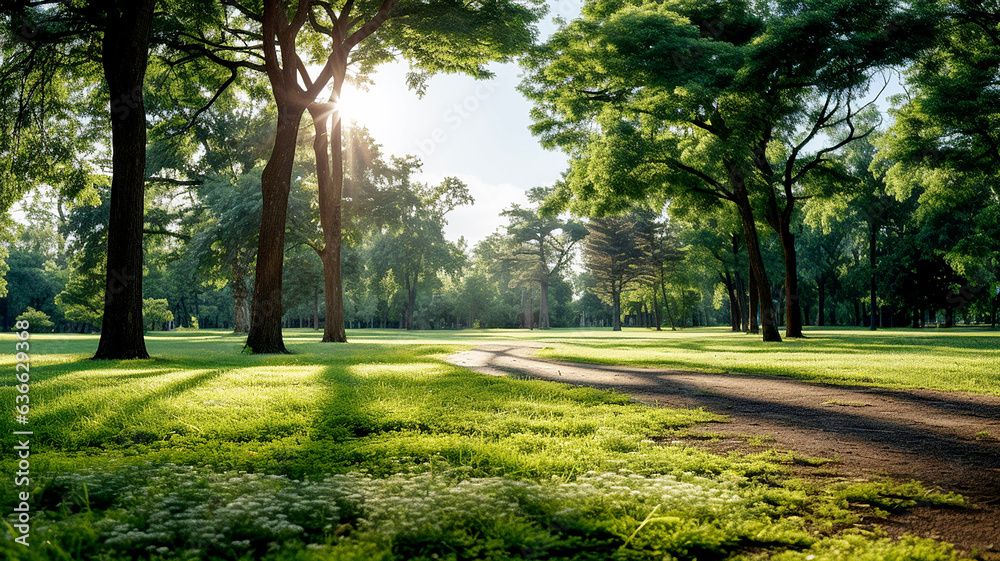 Obraz premium 夕暮れのゴルフコースと美しい芝生