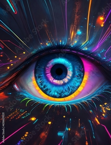 3d neon eye design