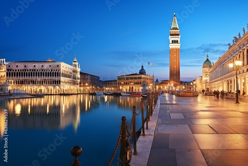 Famous grand canale from Rialto Bridge at blue hour, Venice, Italy © Fabio