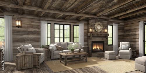 Architecture rustic concept interior living room indoor wooden furniture © Supriyanto