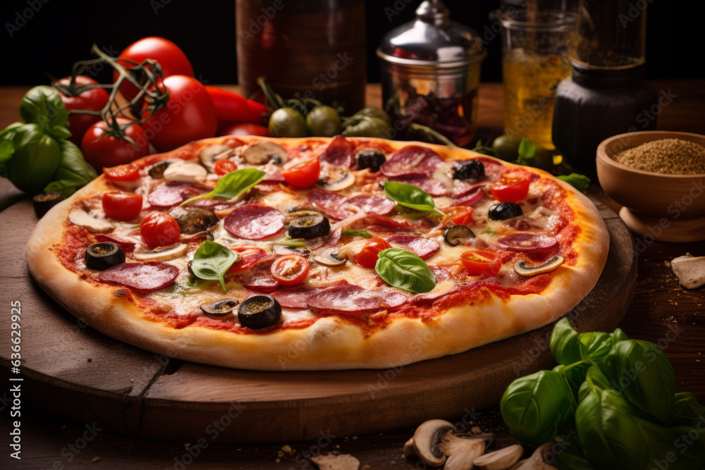 Pizza napoli and capricciosa with ingredients