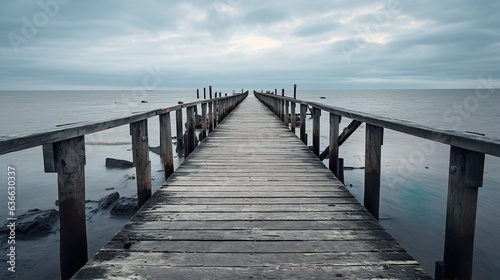 Wooden pier in the sea made with Ai generative technology