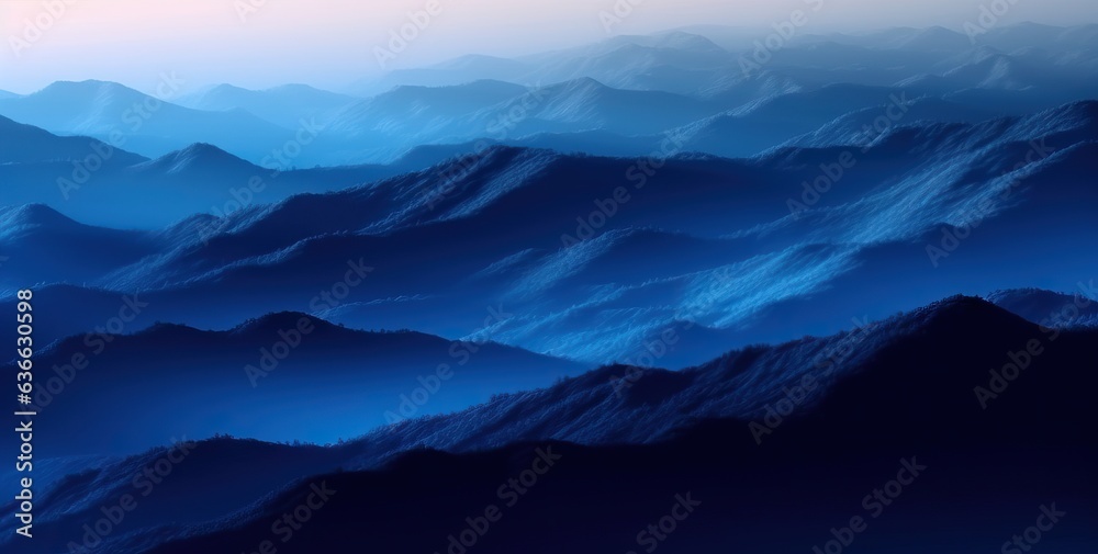 Mountain landscape with blue sky. Computer generated