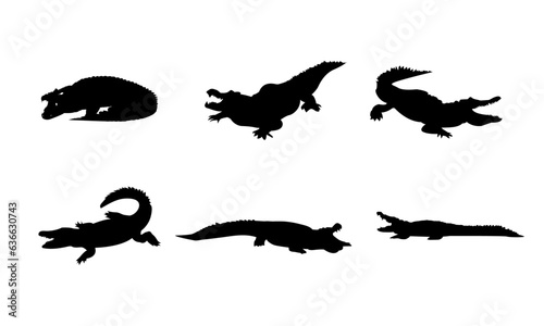 vector of crocodiles in silhouette style © Irfan