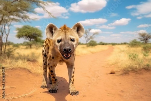 Spotted hyena in the savanna