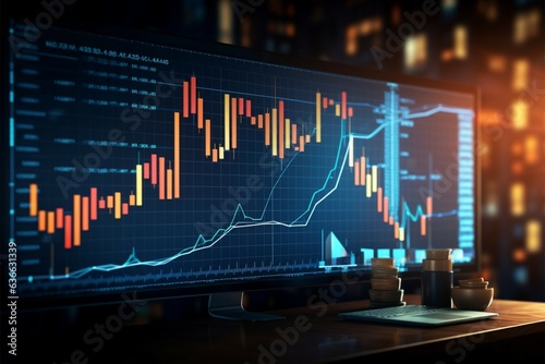 Analytical showcase Business, stock market trends presented through visual overview Generative AI
