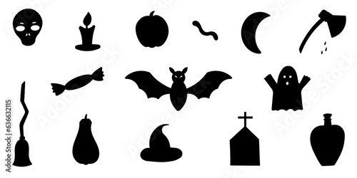 halloween pumpkin sweets bones black element set