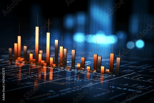 Bar graph and candlestick chart depict stock market price through financial stats Generative AI