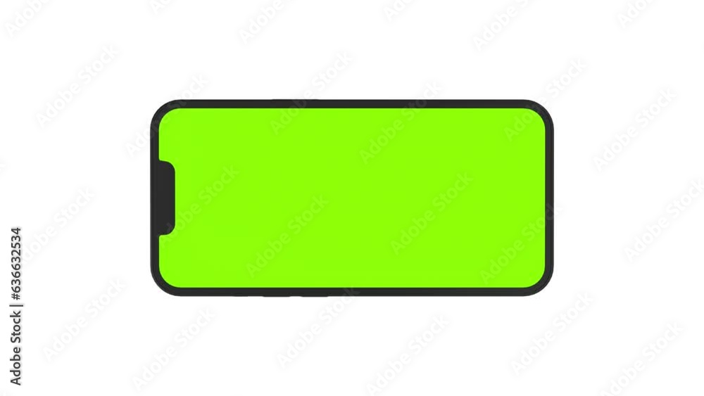 smartphone zoom rotate motion effect with green screen isolated on white background for ui/ux presentation mockup