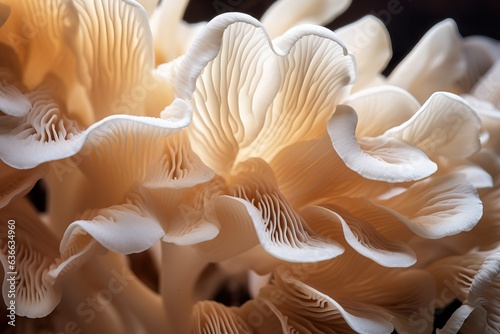 Close-up view of cultivated king oyster mushroom.