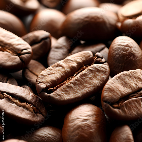 A close-up of a pile of fresh coffee beans