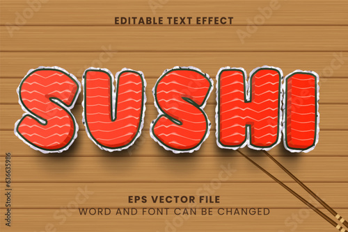 Salmon sushi 3D editable text effect template