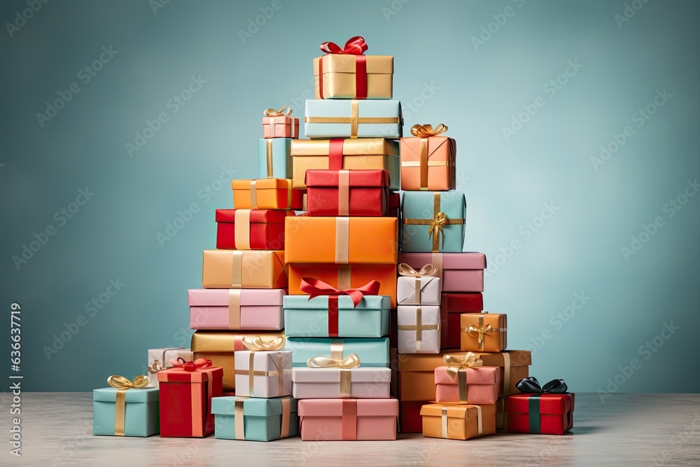 Big stack of colorful Christmas presents Big stack of colorful Christmas presents