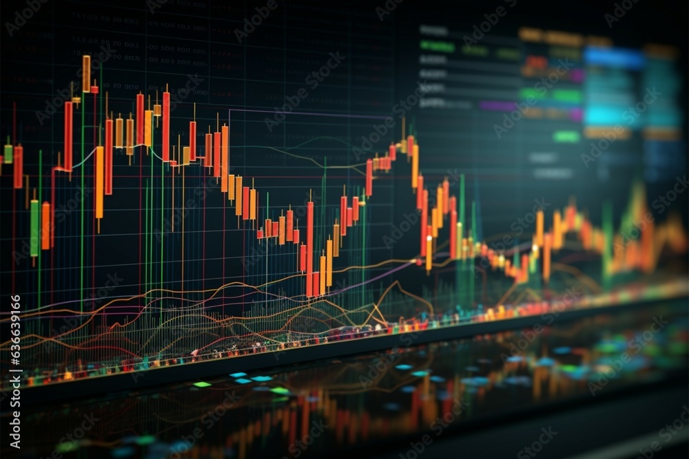 Naklejka premium Graphs illustrating business and stock market trends for informed decision-making Generative AI