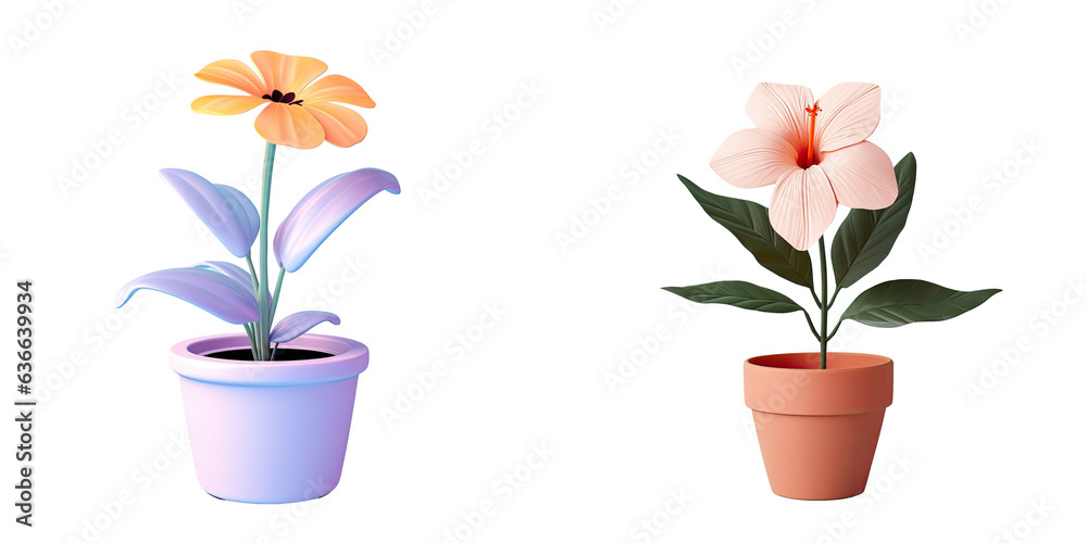 Decorative flower in pot transparent background Decorative flower in pot transparent background