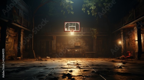 a basketball court with a basketball hoop. © 121icons