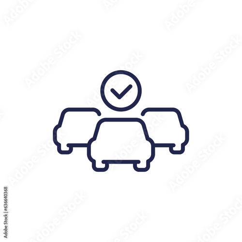 car fleet icon on white, line vector