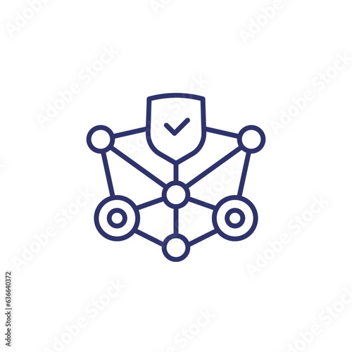 blockchain security line icon on white