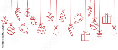 christmas vector line art  
decoration elements ,  christmas happy new year doodles vector eps 10