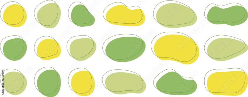 かわいい抽象的なゆるゆるフレーム 緑 黄緑 黄色 green shape Set of cute abstract shapes.Vector loose frame. かわいい抽象的なゆるゆるフレーム 緑 黄緑 黄色 green shape Set of cute abstract shapes.Vector loose frame.