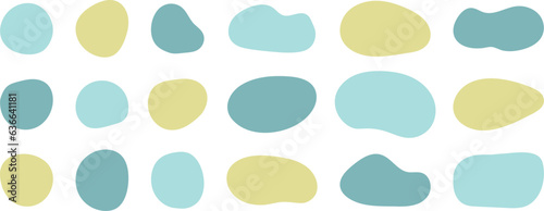 かわいい抽象的なゆるゆるフレーム　ベージュ　水色　青　黄色　green shape　Set of cute abstract shapes.Vector loose frame.