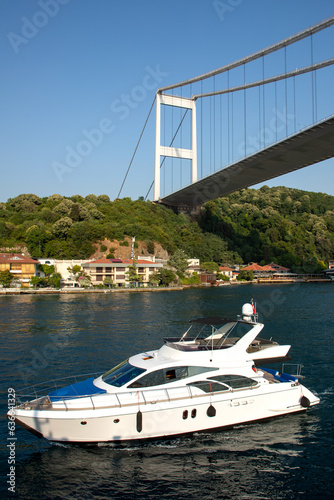 Canvas Print The Bosphorus Bridge, also known as the July 15 Martyrs Bridge, is a significant suspension bridge connecting the European and Asian sides of Istanbul