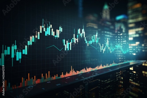 Visual representation of business and stock market performance over time Generative AI photo