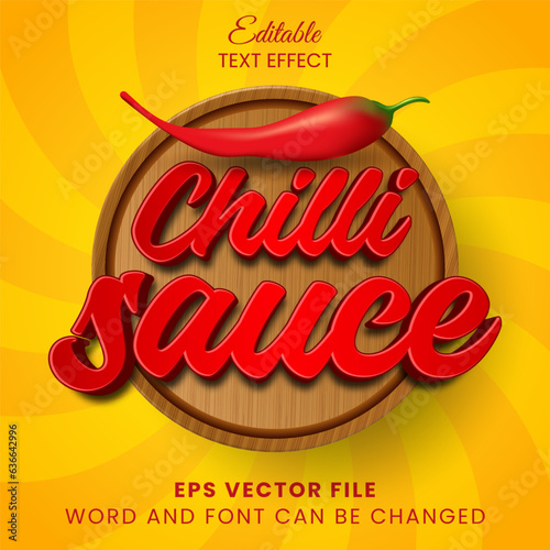 Red chilli sauce 3d editable vector text effect