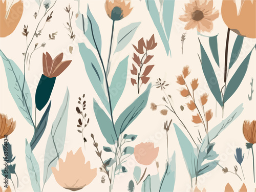 abstract minimalist floral background in boho style.
