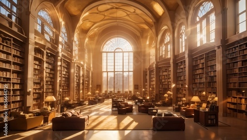 "Luminous Literary Sanctuary" golden light illuminates endless tales. A haven where past, present, and dreams intertwine, beckoning readers to timeless adventures.